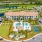 a building with a pool and a parking lot